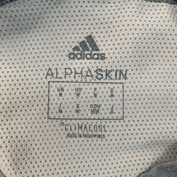 Adidas Alphaskin T Shirt Men M Medium Gray Fitted Stretch Climacool Gym Training - Picture 6 of 11
